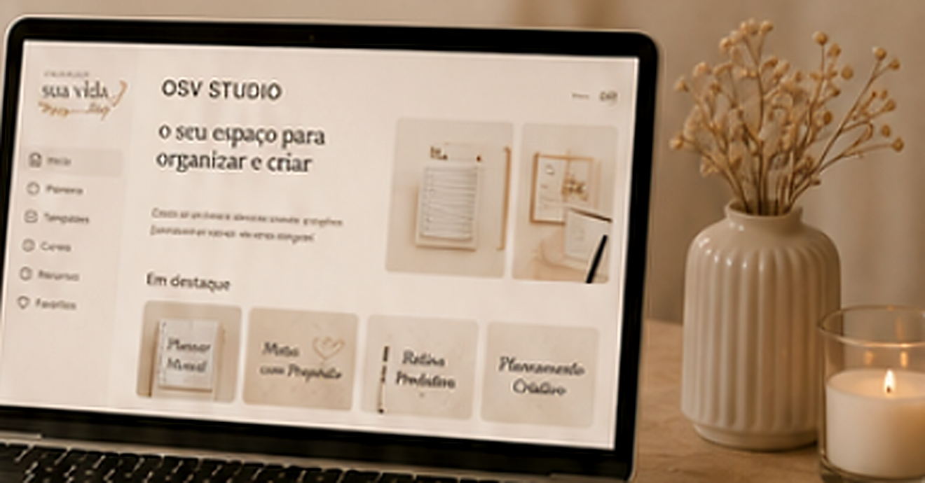 Ecrã do OSV Studio em portátil sobre secretária com vela acesa