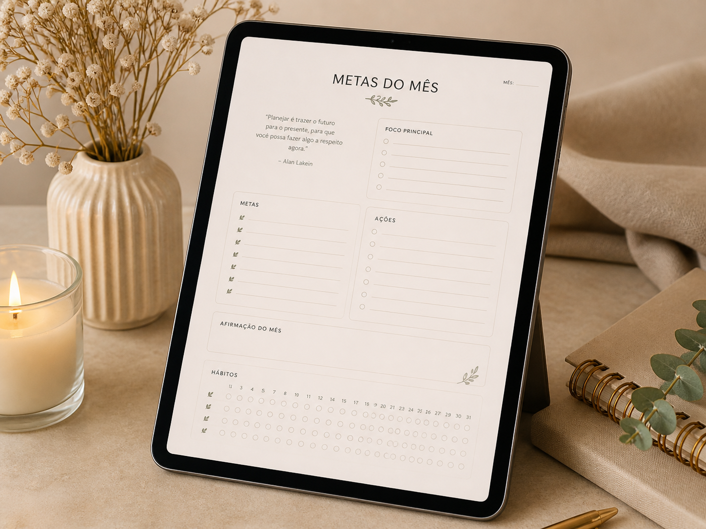 OSV Studio — Metas do mês no iPad