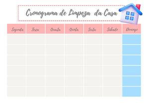 cronograma de limpeza da casa