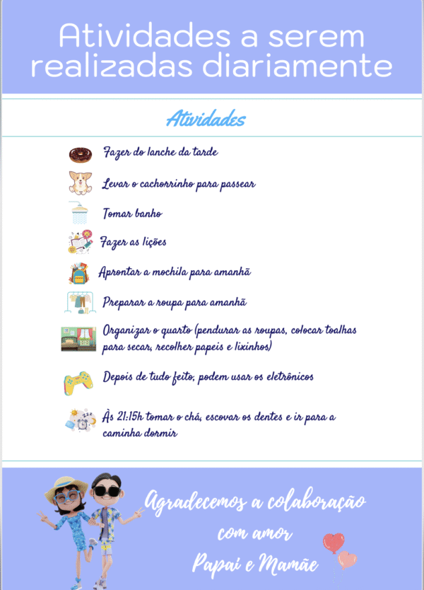 Atividades a Serem Realizadas Diariamente