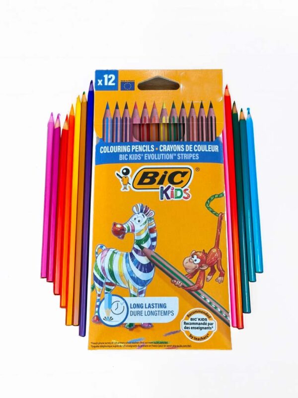 Lápis de Cor BIC Kids Evolution Stripes – 12 Cores