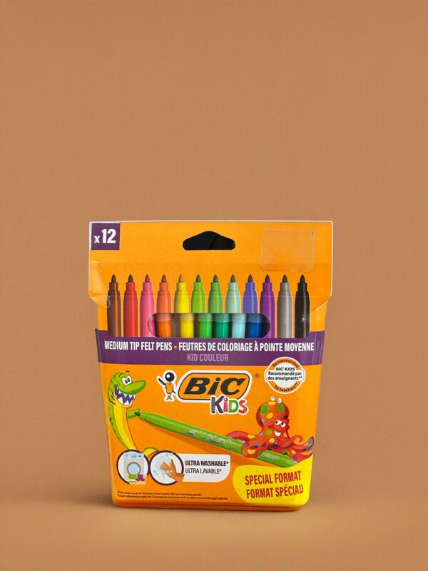 Marcadores de Feltro BIC Kids – 12 Cores Laváveis