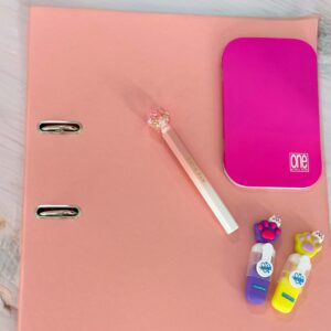 Kit de Escritório Compacto – Dossier com Caderno, Caneta e Mini Sublinhadores