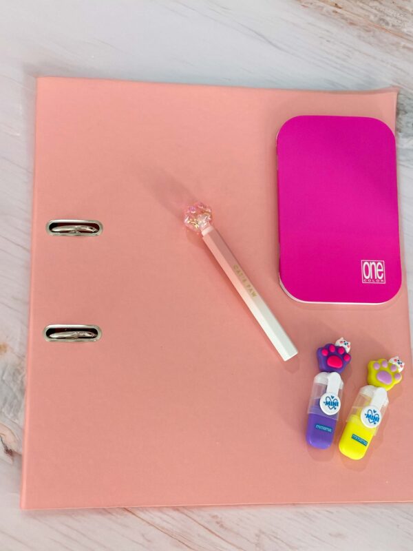 Kit de Escritório Compacto – Dossier com Caderno, Caneta e Mini Sublinhadores