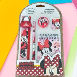 Kit de Papelaria Minnie Mouse – 5 Peças