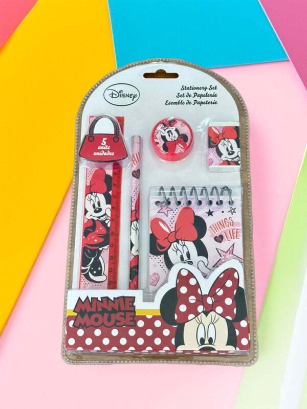 Kit de Papelaria Minnie Mouse – 5 Peças