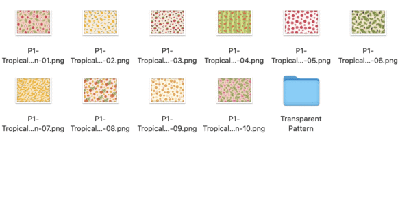 Papéis Tropicais — 10 Padrões (2 versões: com fundo & fundo transparente) | PNG - Image 2