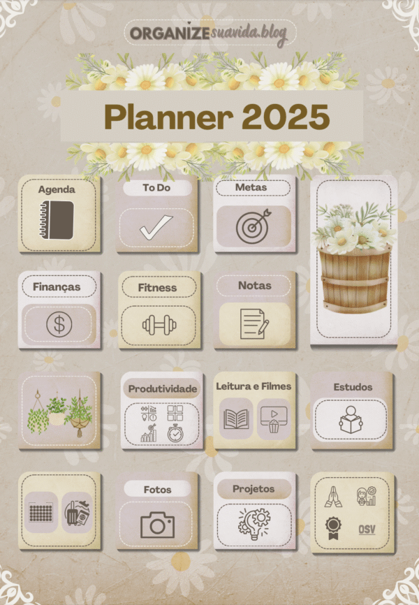 Planner Digital 2025 — Margarida | 151 páginas, hiperlinks