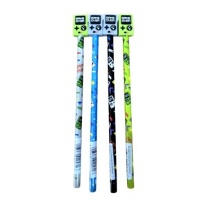 conjunto de três lápis gamer game over tnt cores verde preto azul