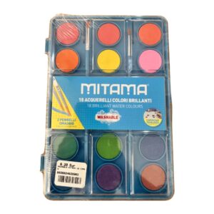 Aquarela Mitama com 18 cores brilhantes e 2 pincéis para pintura e trabalhos criativos