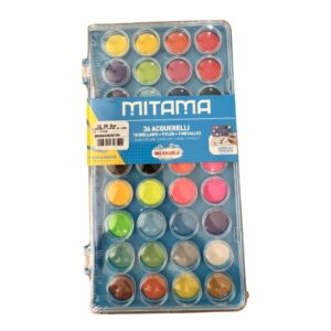 Aquarela Mitama com 36 cores brilhantes fluo e metálicas para pintura e trabalhos criativos