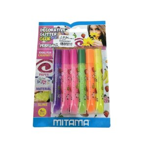 Cola Glitter Perfumada Mitama com 6 cores de 10,5 ml para trabalhos criativos