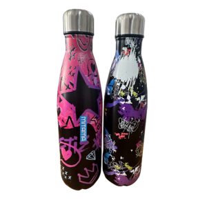 Garrafa Mitama Graffiti em dois modelos coloridos para escola e rotina diária