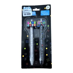 Kit com 2 Canetas Gamer Game Over apagáveis TNT para escola e escrita criativa