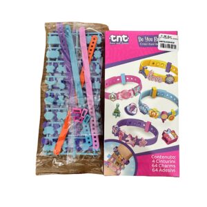 Kit Criativo de Braceletes TNT com 4 braceletes 64 charms e 64 adesivos