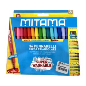 Marcadores Laváveis Mitama com 36 cores e ponta triangular de 3 mm para escola e trabalhos criativos