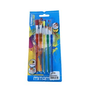 Conjunto de Pincéis Mitama Fluo Grip com 5 unidades para pintura e trabalhos criativos