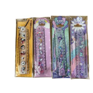 Régua Dupla TNT com glitter em vários modelos coloridos para escola e papelaria criativa