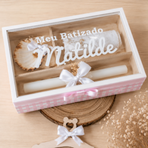 Caixa de Batizado Personalizada com Vidro