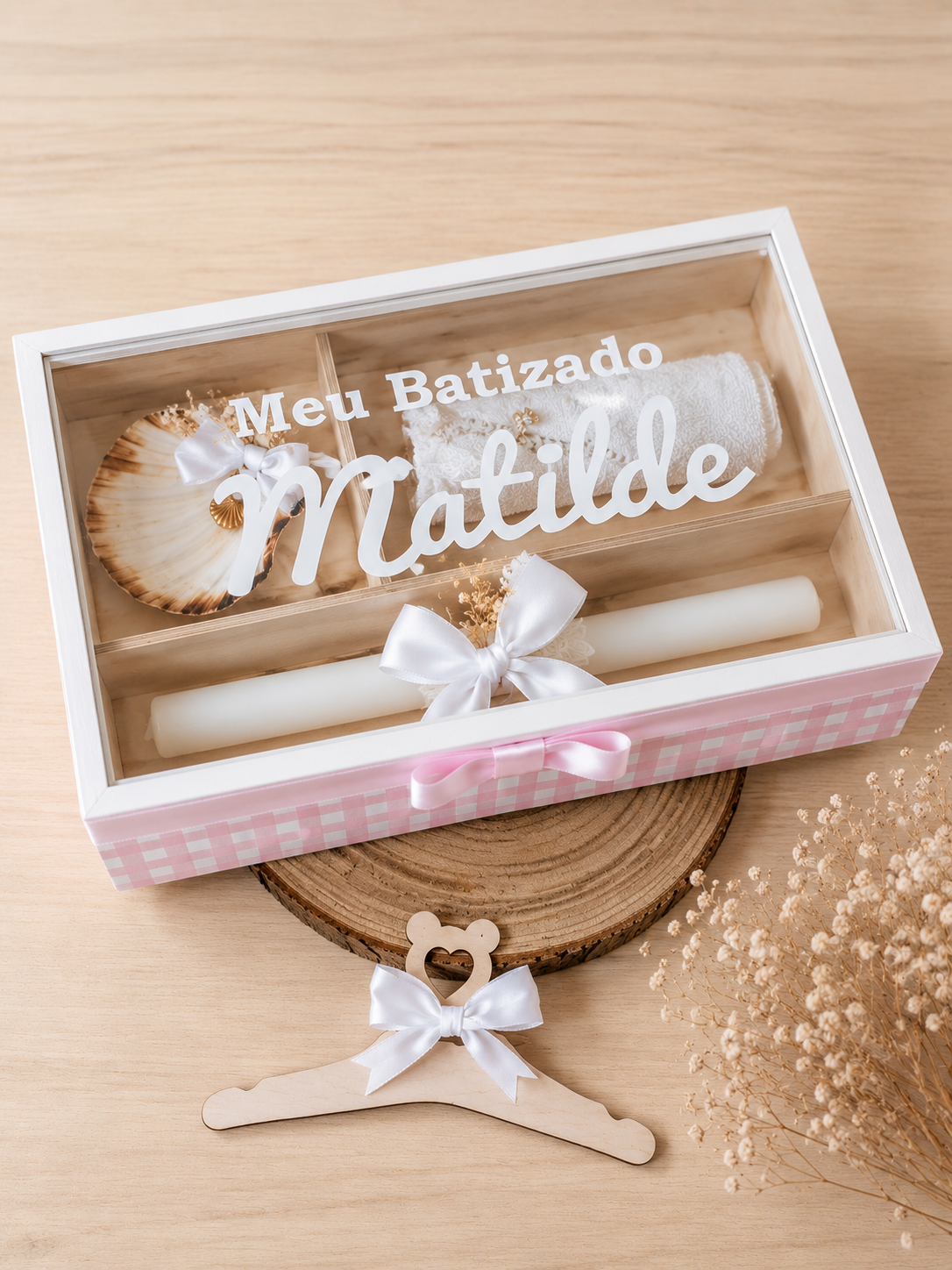 Caixa de Batizado Personalizada com Vidro