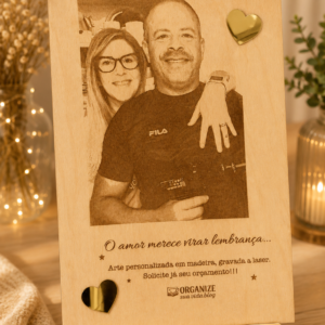 Quadro personalizado em madeira com foto gravada a laser