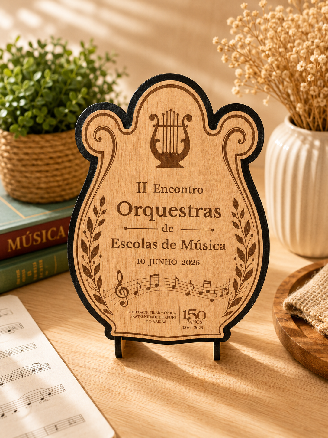 Quadro decorativo personalizado em madeira e acrílico para evento musical