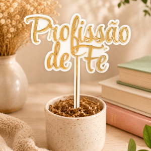Topo de bolo em acrílico para Profissão de Fé