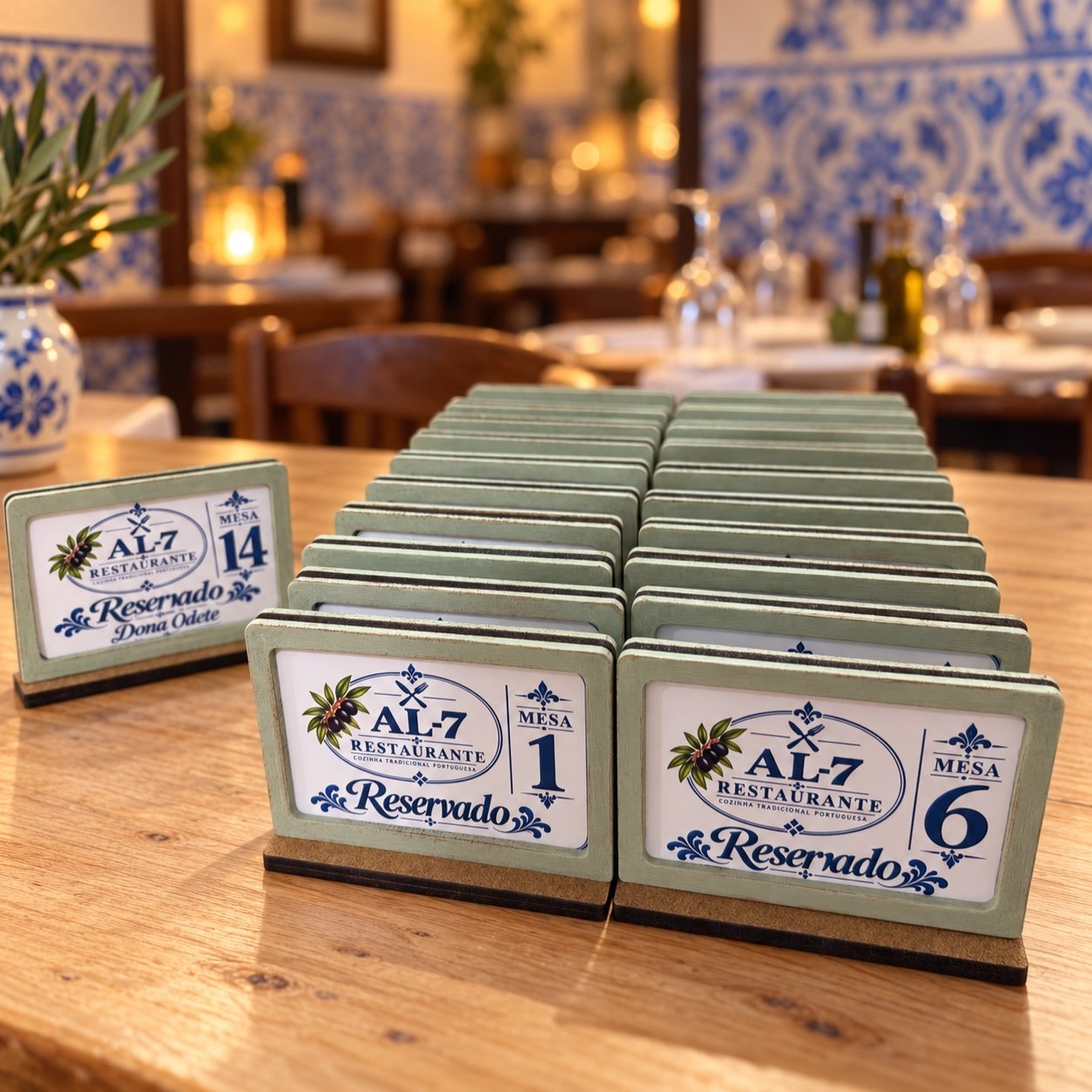 Placa de Mesa “Reservado” Personalizada com Logótipo